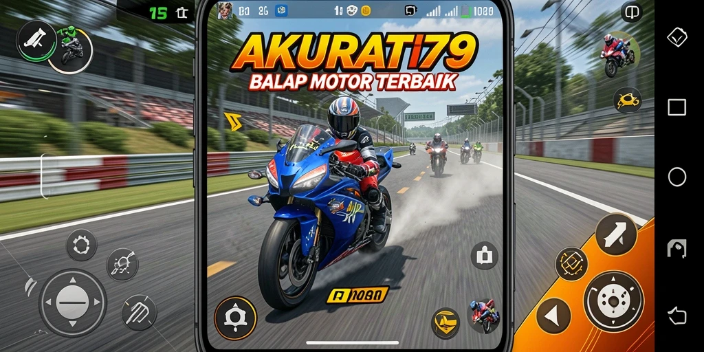 Tampilan screenshot gameplay AKURAT79 menampilkan aksi balap motor yang mendebarkan.