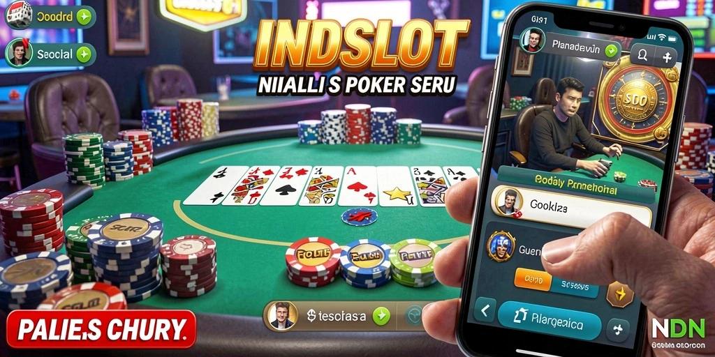 Screenshot permainan Poker dalam aplikasi INDSLOT yang menampilkan gameplay seru.