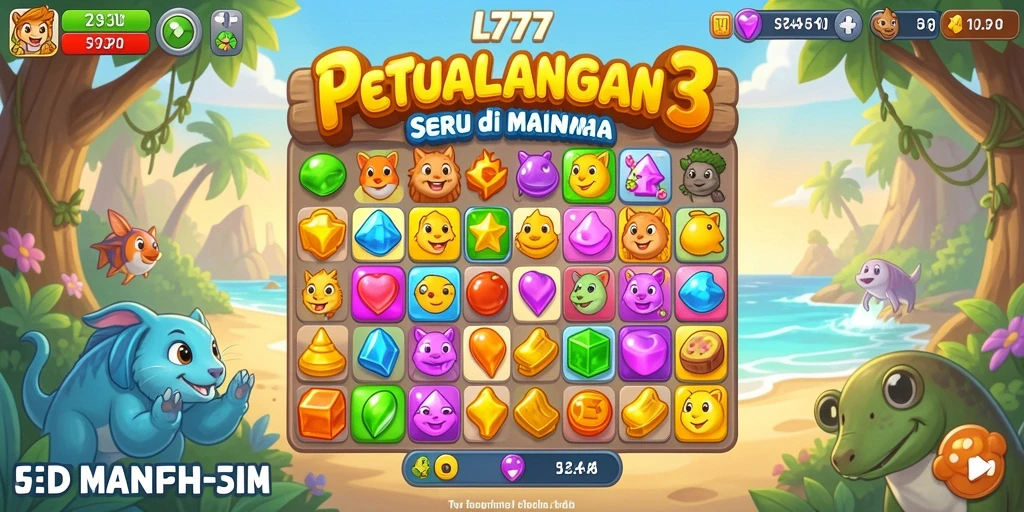 Screenshot utama L777 menampilkan gameplay seru permainan match-3.