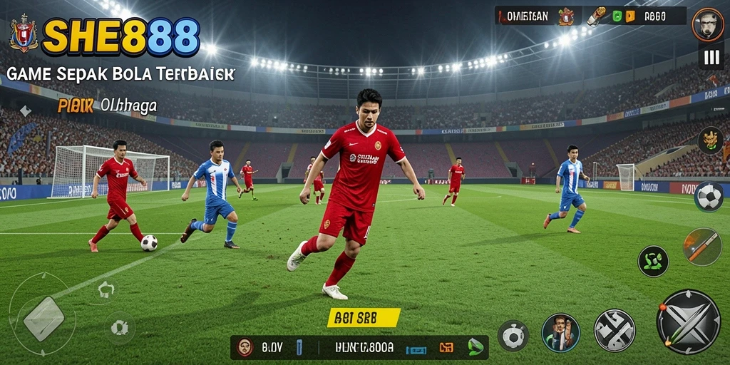 Tampilan menarik dari gameplay sepak bola yang seru di SHE888.