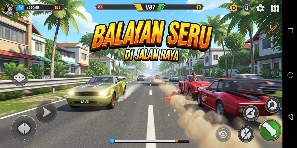 Tampilan gameplay balapan yang mendebarkan di V87.