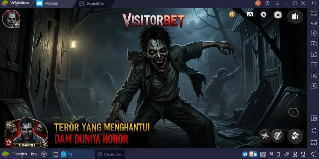 Gameplay menegangkan VISITORBET dengan efek visual horor yang mendalam.